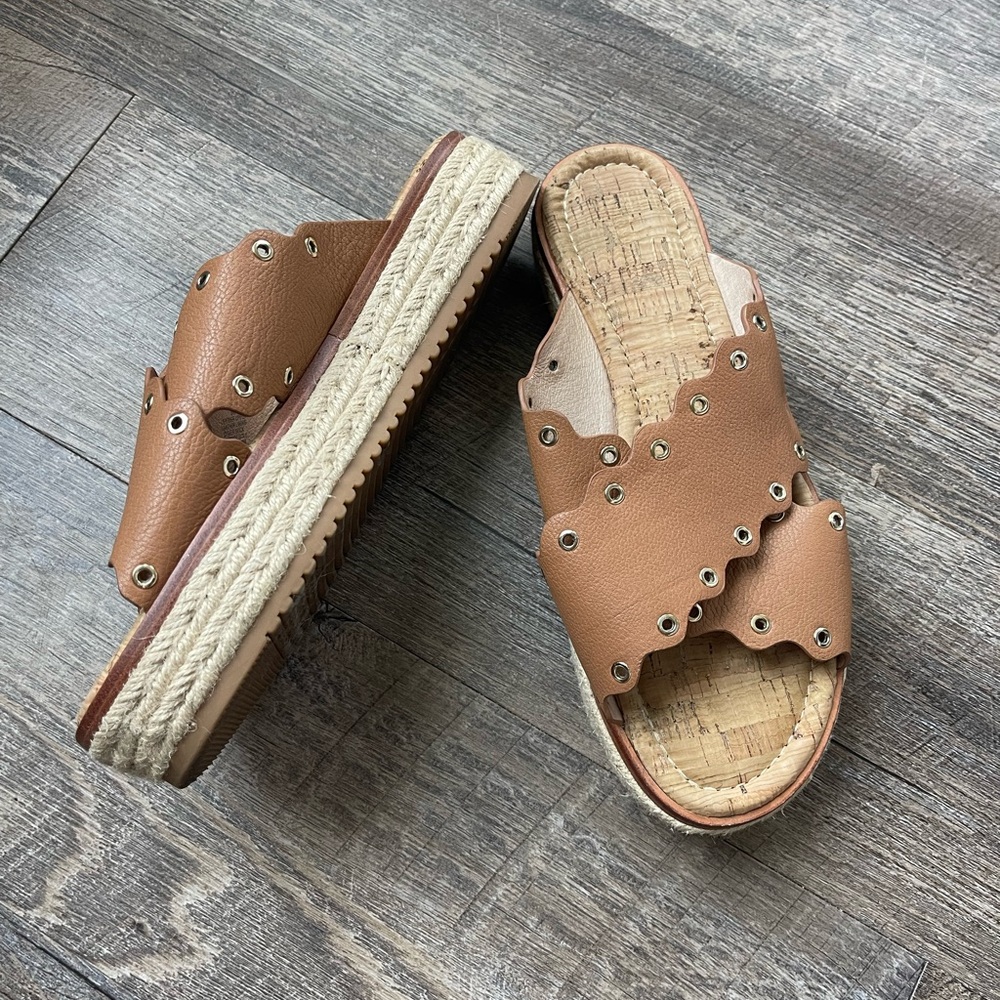 Antonio Melani leather platform espadrille sandals